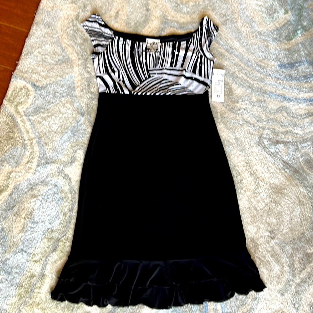 Joseph Ribkoff Black & White Midi Dress